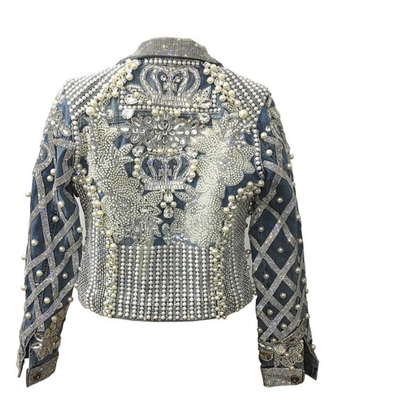 Sold- Embellished Denim Jacket - Picture 2 of 6